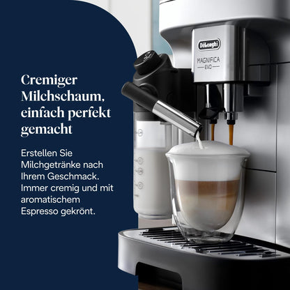 Magnifica Evo (ECAM292.81.SB)- Kaffeevollautomat,7 One-Touch-Getränke,Cappuccino & Espresso,Kaffeemaschine,Soft-Touch-Bedienfeld,Silber