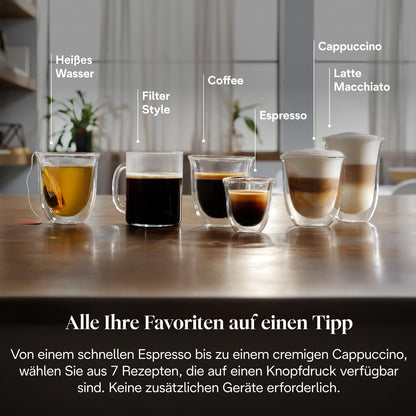 Magnifica Evo (ECAM292.81.SB)- Kaffeevollautomat,7 One-Touch-Getränke,Cappuccino & Espresso,Kaffeemaschine,Soft-Touch-Bedienfeld,Silber